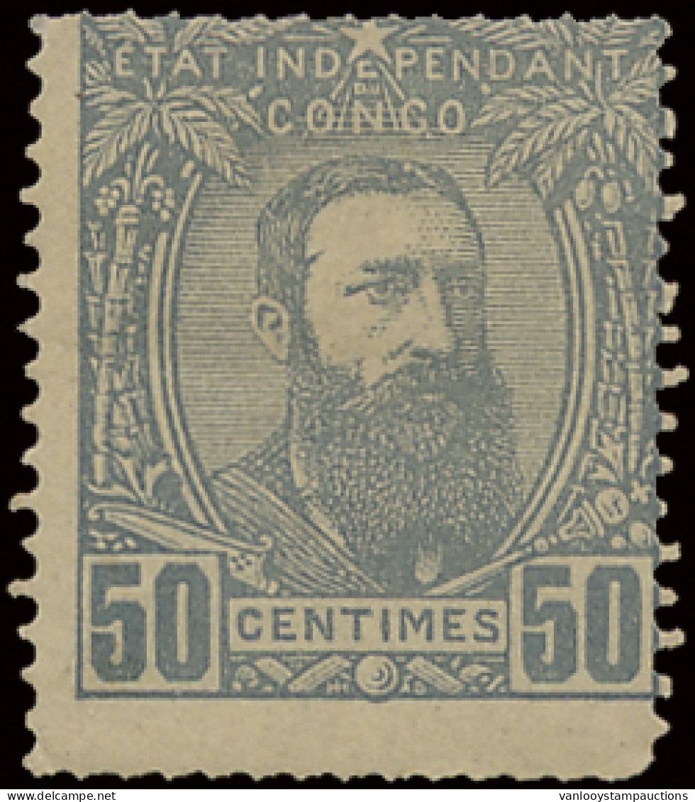 * N° 10-Cu 50c Grey Off Centre To The Upper Right Corner, With Double Horizontal Perforations, Mint And Hinged, Scarce,  - 1884-1894