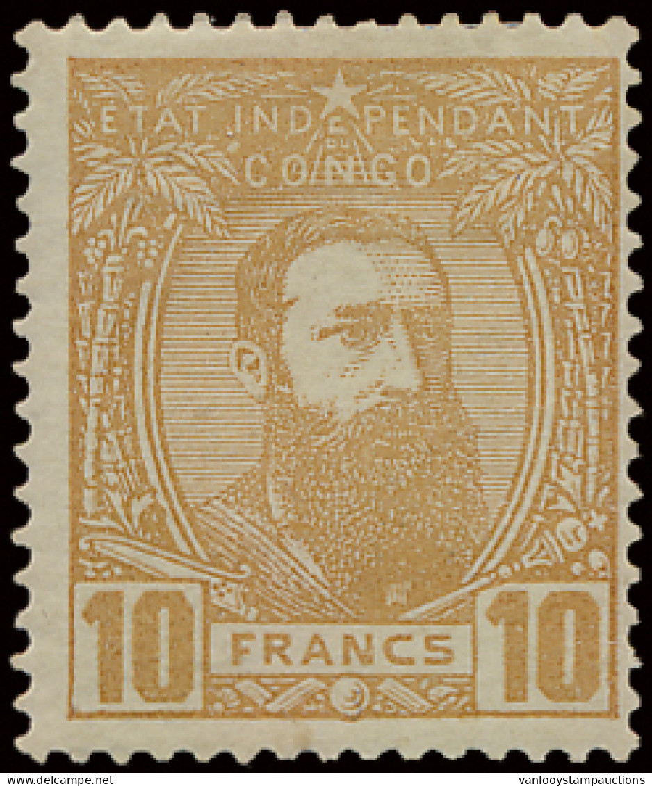 * N° 13 10Fr. Yellow-ochre Off Centre To The Right, Hinged, Signed, Vf (OBP €900) - 1884-1894