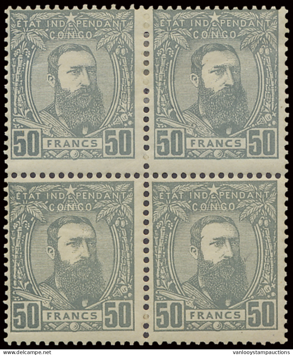 **/* N° 13A/13B 25Fr. Grey And 50Fr. Grey Off Centre, In Block Of 4 Stamps (2 **/2 *), Vf (OBP €460) - 1884-1894