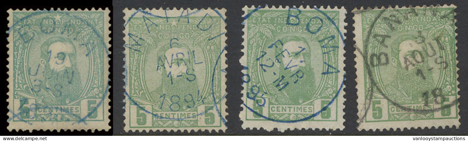 N° 6 5c. Yellow Green (3x) And 6a 5c. Green, With Nice Cancellations Matadi - Boma And Banana, Vf/f - 1884-1894