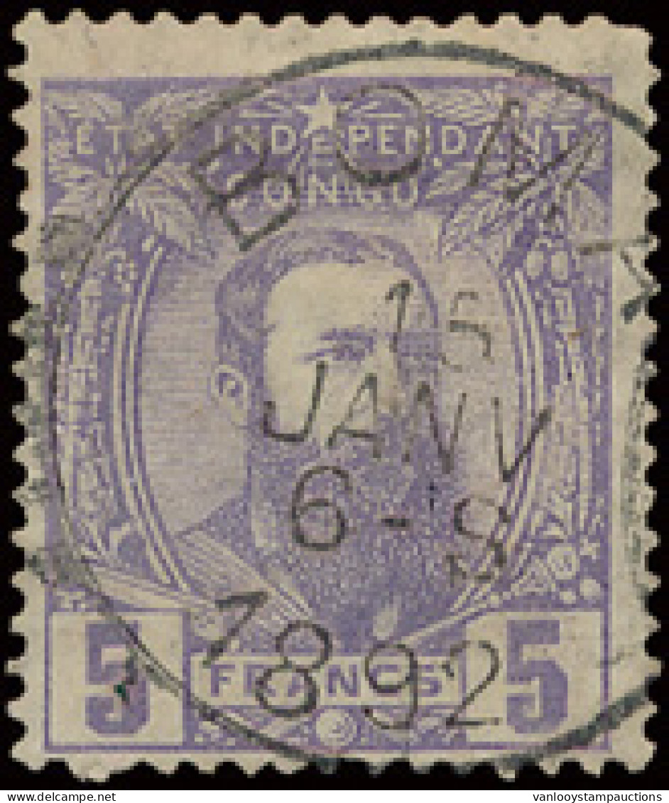 N° 11 5fr. Violet, Off Centre To The Lower Left Corner And Cancelled BOMA 15 JANV 1892 In Black (Keach Type 1.1-DMTY), O - 1884-1894