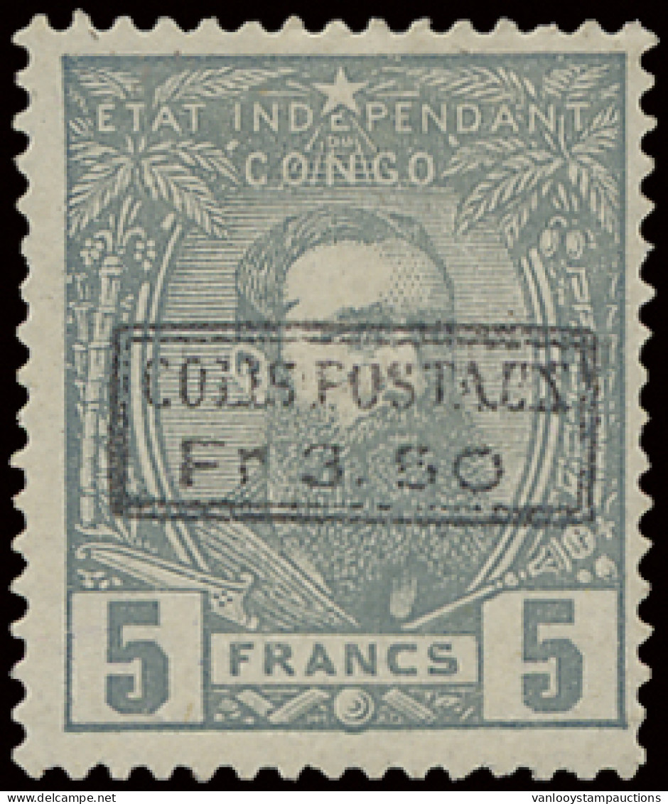 * CP 5 5Fr. Grey Off Centre To The Right With Boxed Overprint COLIS POSTAUX FR 3.50 In Black, Hinged, Signed, Vf (OBP €3 - Colis Postaux