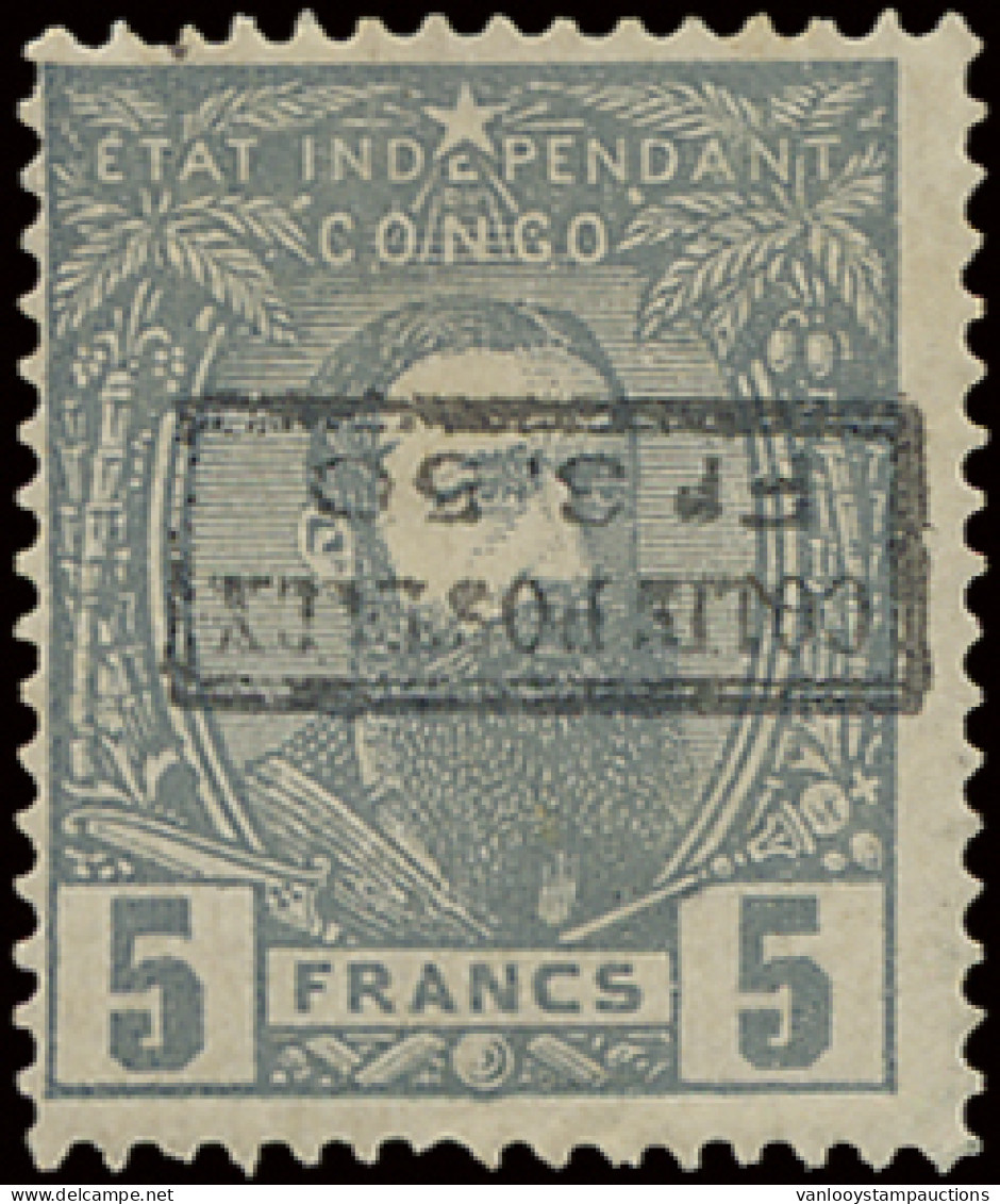 * CP5-Cu1 5Fr. Grey Off Centre To The Left With Inverted Boxed Overprint COLIS POSTAUX FR 3.50 In Black, Mint And Hinged - Colis Postaux