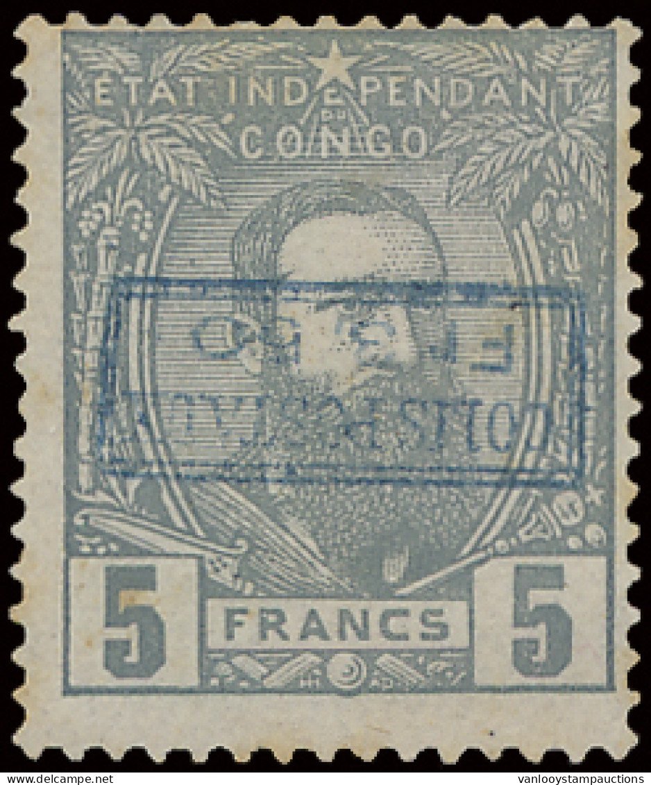 (*) CP 5-Cu1 5Fr. Grey Off Centre To The Upper Right Corner With Inverted Boxed Overprint COLIS POSTAUX FR 3.50 In Blue, - Parcel Post