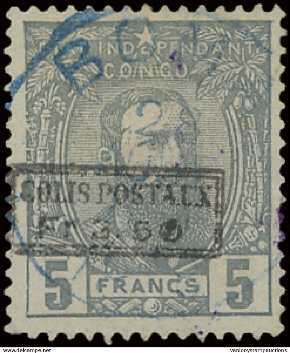 CP 5 5Fr. Grey Lightly Off Centre To The Upper Right Corner With Boxed Overprint COLIS POSTAUX FR 3.50 In Black, Cancell - Colis Postaux