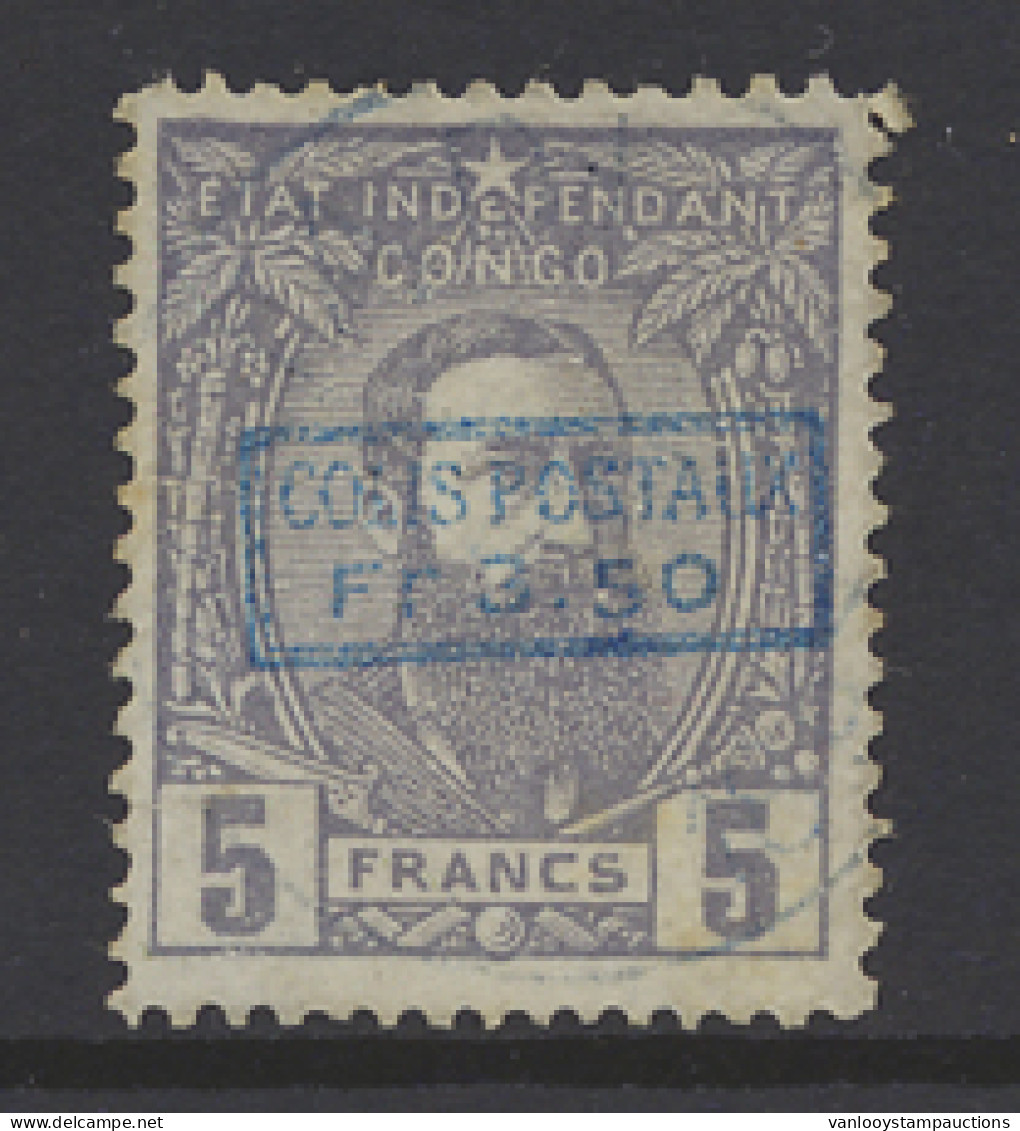 Type CP4 5Fr. Violet Lenoir FORGERY With False Boxed Overprint COLIS POSTAUX FR 3.50 In Blue And With False Cancellation - 1884-1894