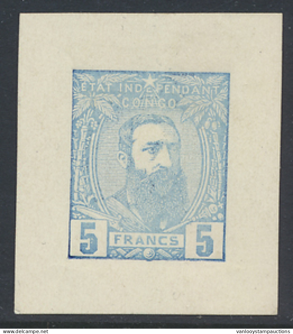 Type 11 5Fr. Sky Blue FORGERY Color Die Proof, Unperforated And Hinged, Vf - 1884-1894