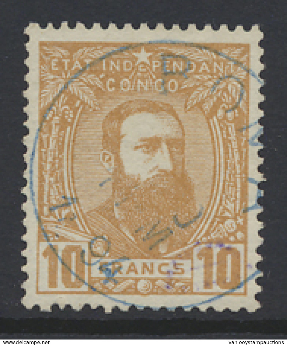 Type 13 10Fr. Yellow-ochre Lenoir FORGERY, With False Cancellation Of BOMA 1894 In Blue,vf - 1884-1894