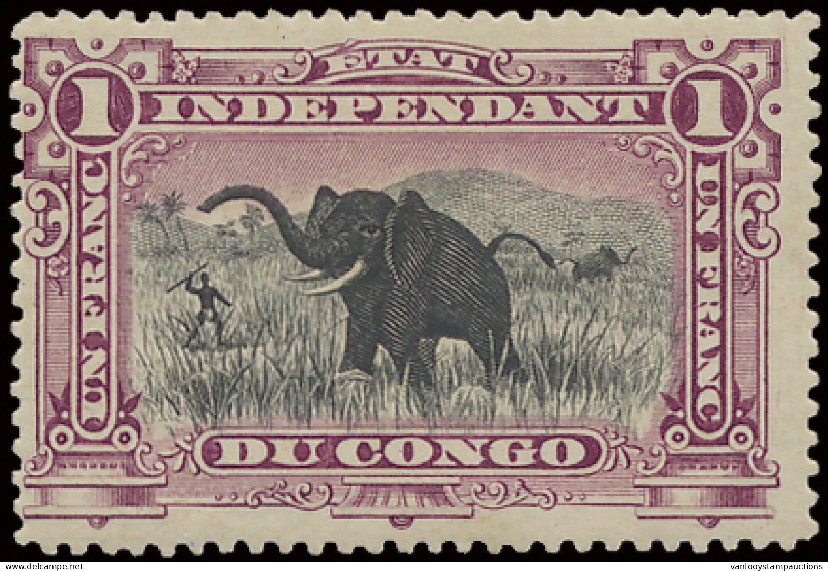 * N° 26B 1Fr. Dark Lilac - Mols Congo Free State Issue, Mint And Hinged, Scarce, Vf (OBP €600) - Other & Unclassified