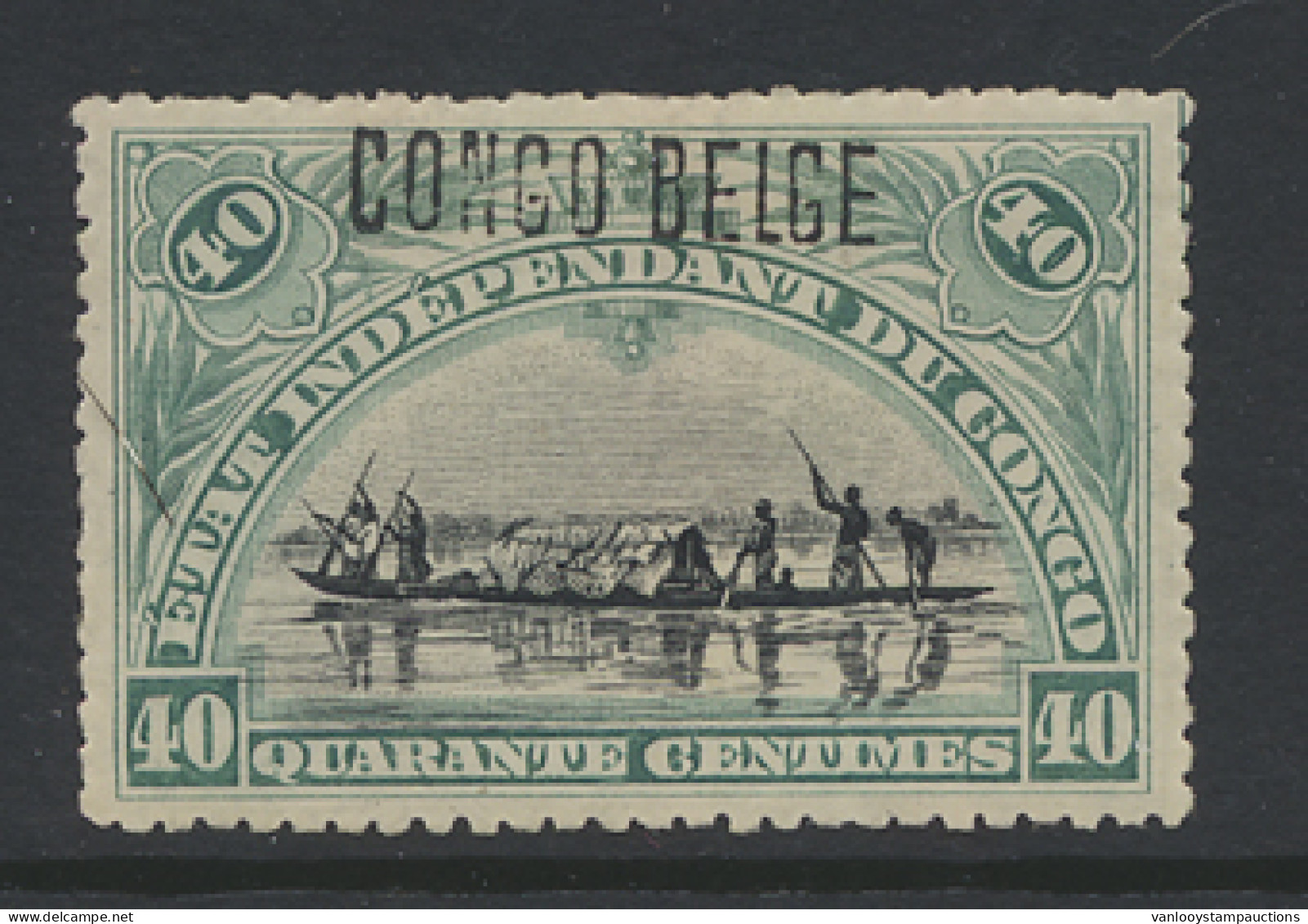 * N° 34B6 40c. Blue-green With Brussels Overprint CONGO BELGE Type B6, Hinged, With Cert., Vf - Autres & Non Classés