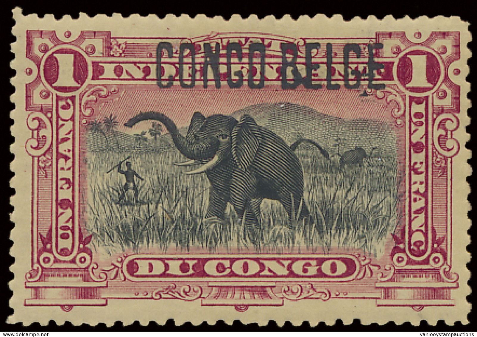 * N° 36B5 1fr. Carmine With Brussels Overprint CONGO BELGE, Type B5, Hinged, Vf (OBP +€210) - Autres & Non Classés