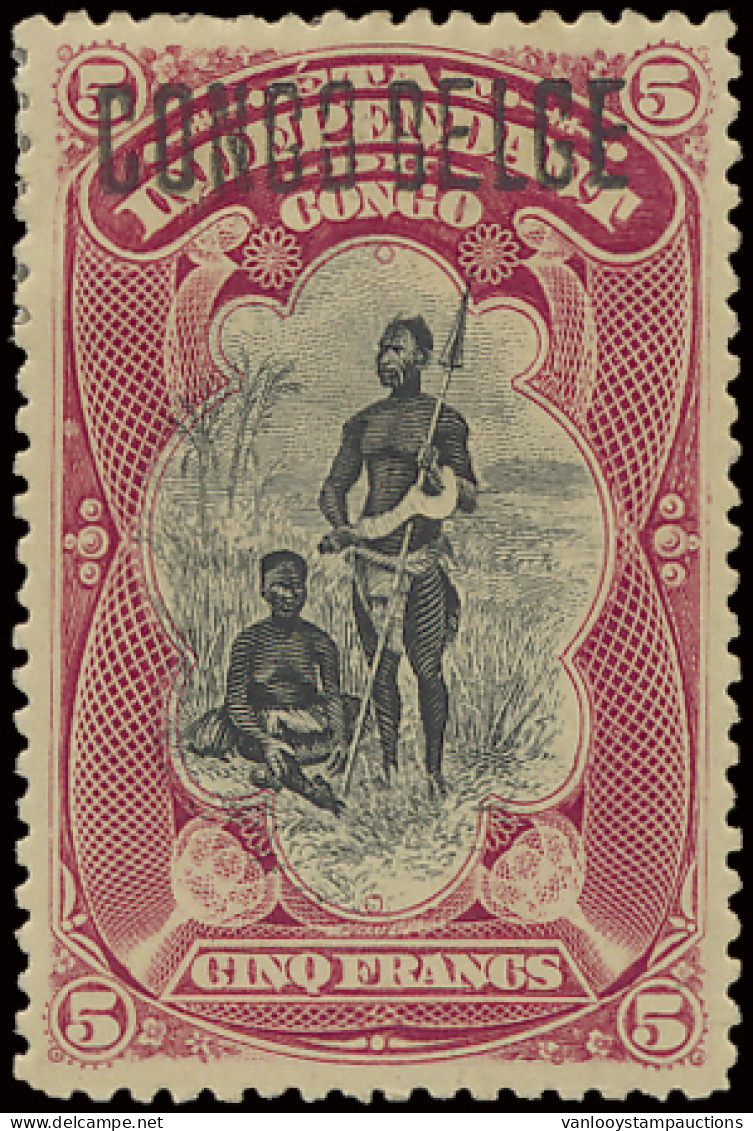 * N° 38B2 5fr. Carmine With Brussel Overprint CONGO BELGE, Type B2, Hinged, Vf (OBP €700) - Autres & Non Classés