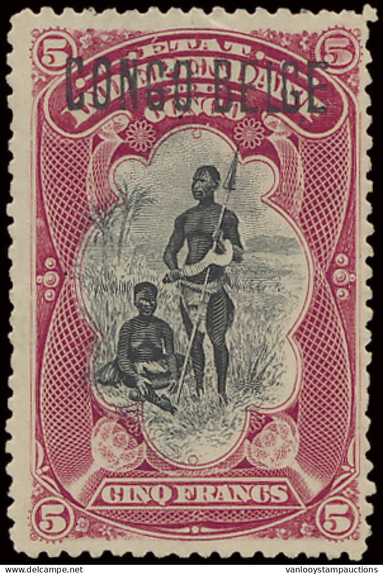 (*) N° 38B6 5fr. Carmine With Brussels Overprint CONGO BELGE Type B6 Without Gum, Still Scarce, Zm/m (OBP ++€760 *) - Otros & Sin Clasificación