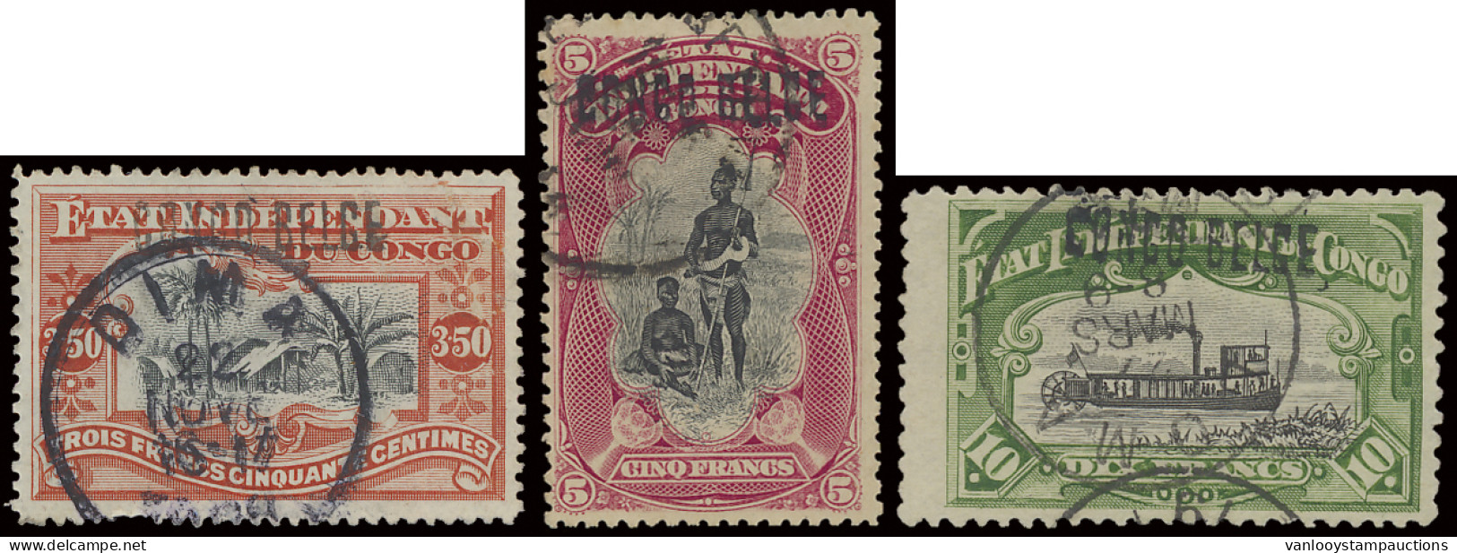 N° 30L/39L Full Set With Local Overprint CONGO BELGE, Type L1 For N° 30L, 35L, 36L (perf. 16), 37L/39L, Type L4 For N° 3 - Autres & Non Classés