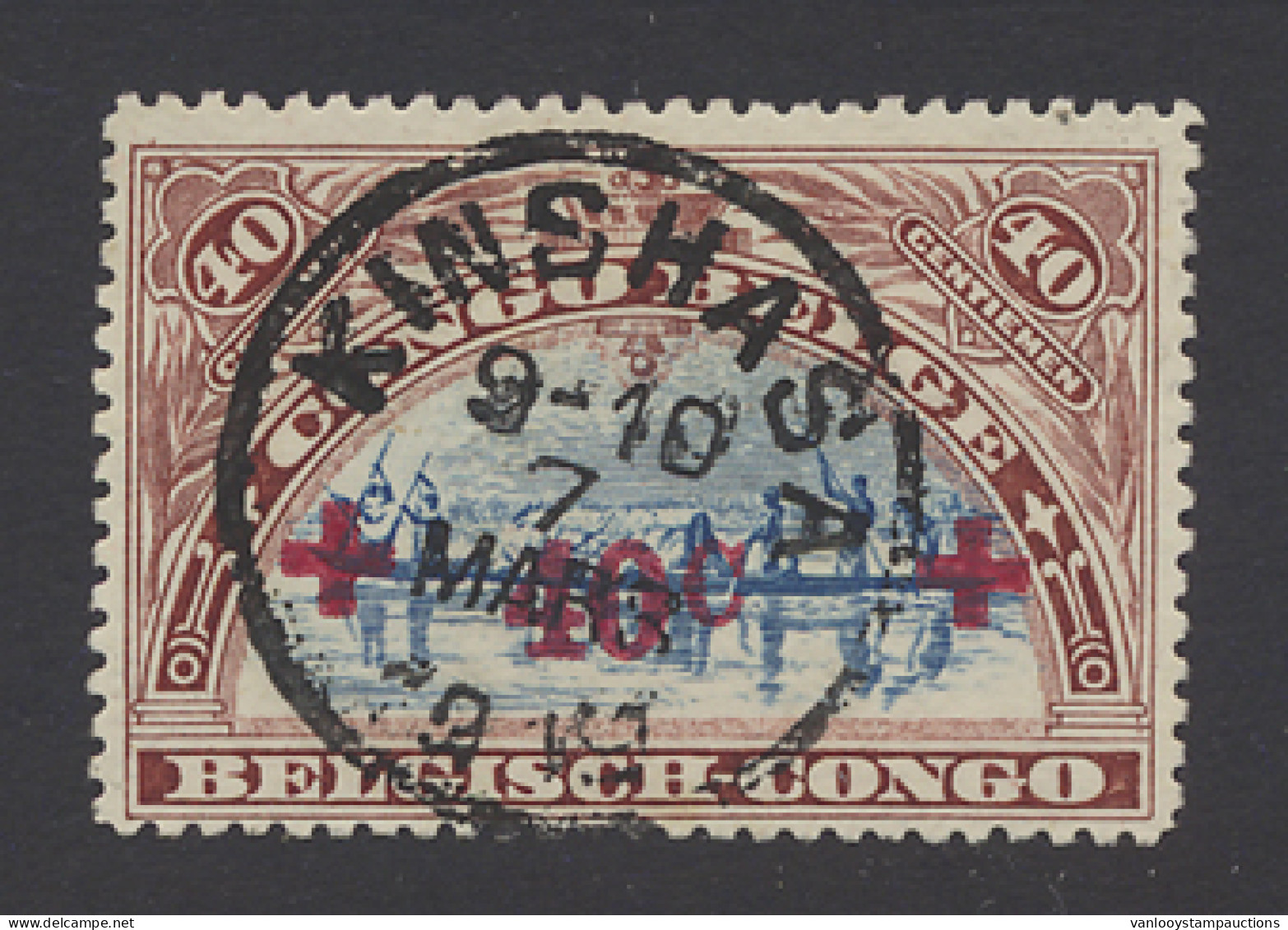 N° 76 40c. - Mols Red Cross Issue, Cancelled Kinshasa March 7, 1919 In Black, Vf - Other & Unclassified