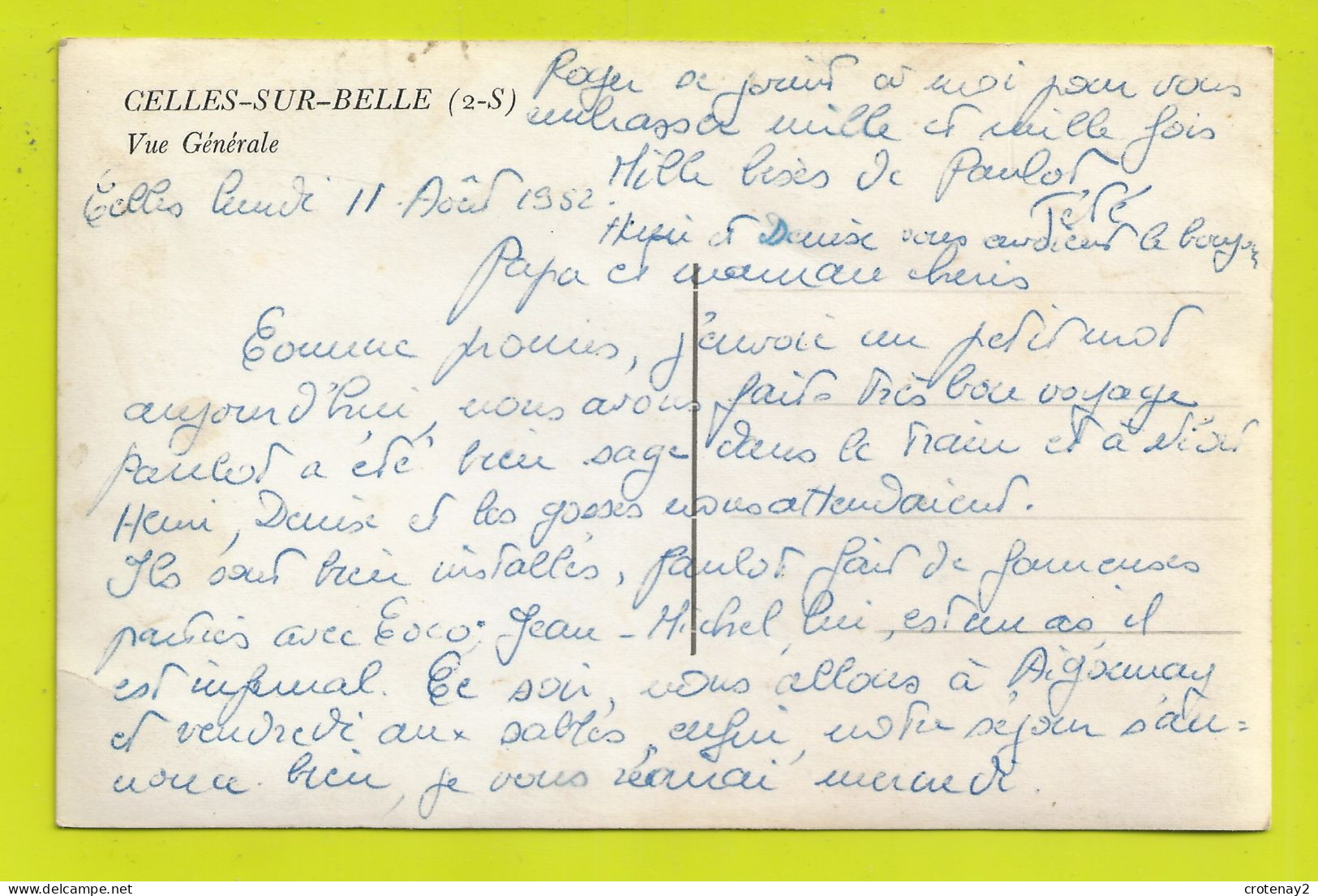 79 CELLES SUR BELLE Vue Générale En 1952 Café Billard Lavoir Voitures Anciennes VOIR DOS - Celles-sur-Belle