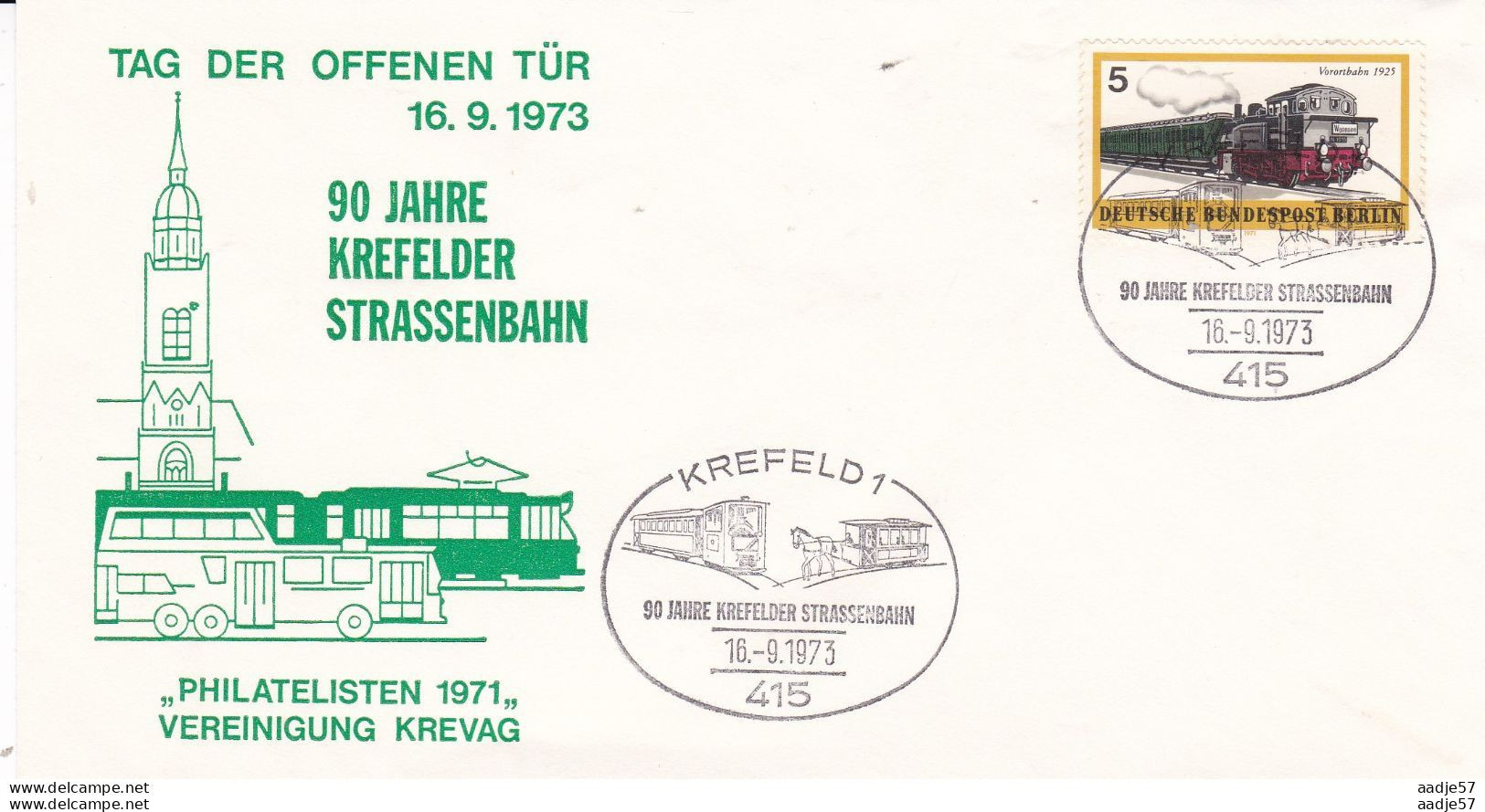 Deutschland Germany 1973 90 Jahre Krefelder Strassenbahn Spec Cover - Tram