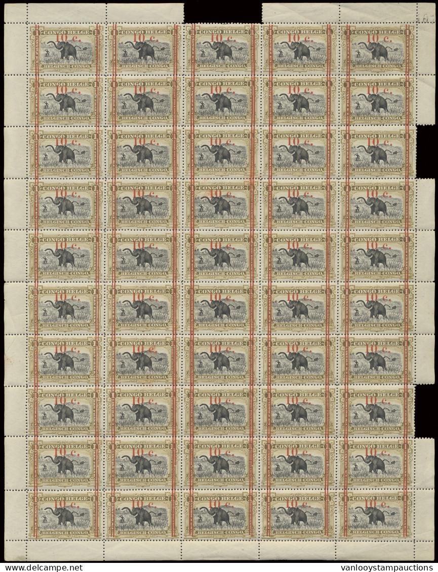 ** N° 101 (1 Full Sheet And 1 Bloc Of 49 Stamps) And 102 (bloc Of 28 Stamps) 10c. On 1Fr. Olive And 25c. On 40c. Carmine - Sonstige & Ohne Zuordnung