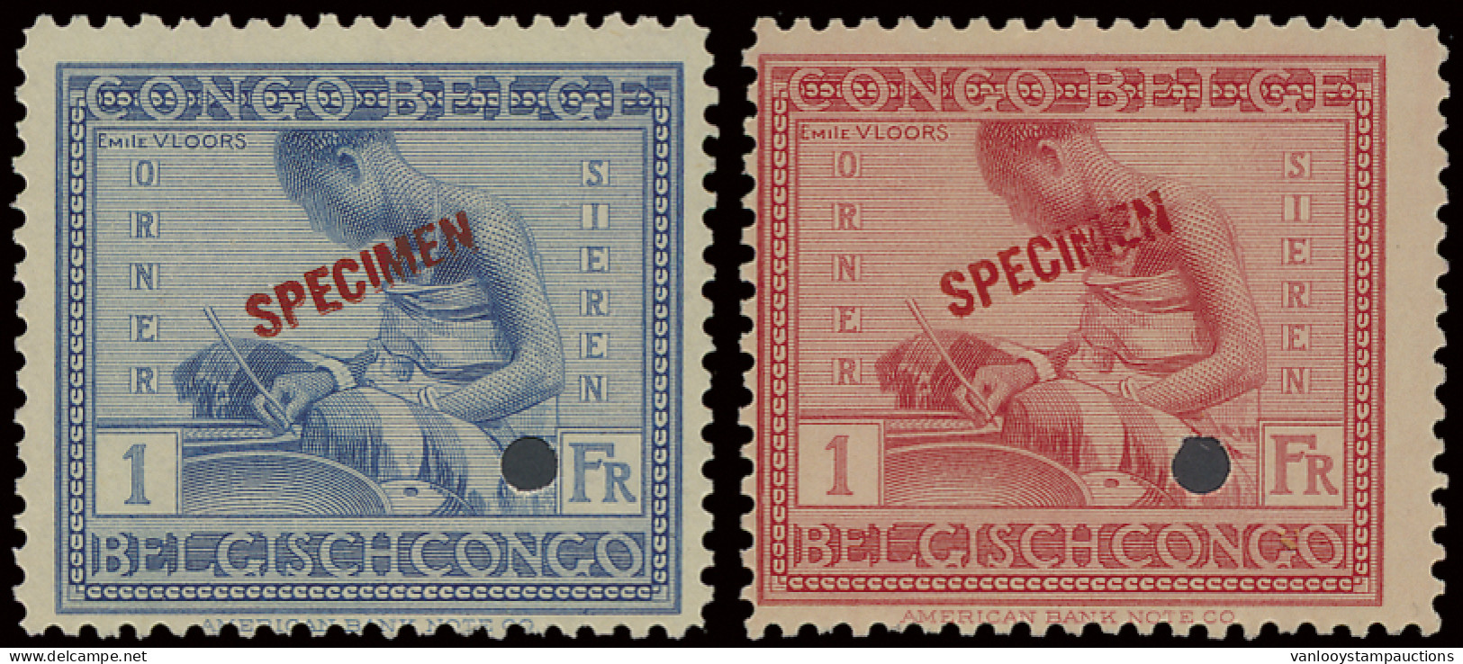 ** N° 118, 119, 121, 123, 125, 127 And 128 Vloors Issue Full Set With SPECIMEN Overprint In Red, Punched, MNH, Vf (OBP € - Autres & Non Classés