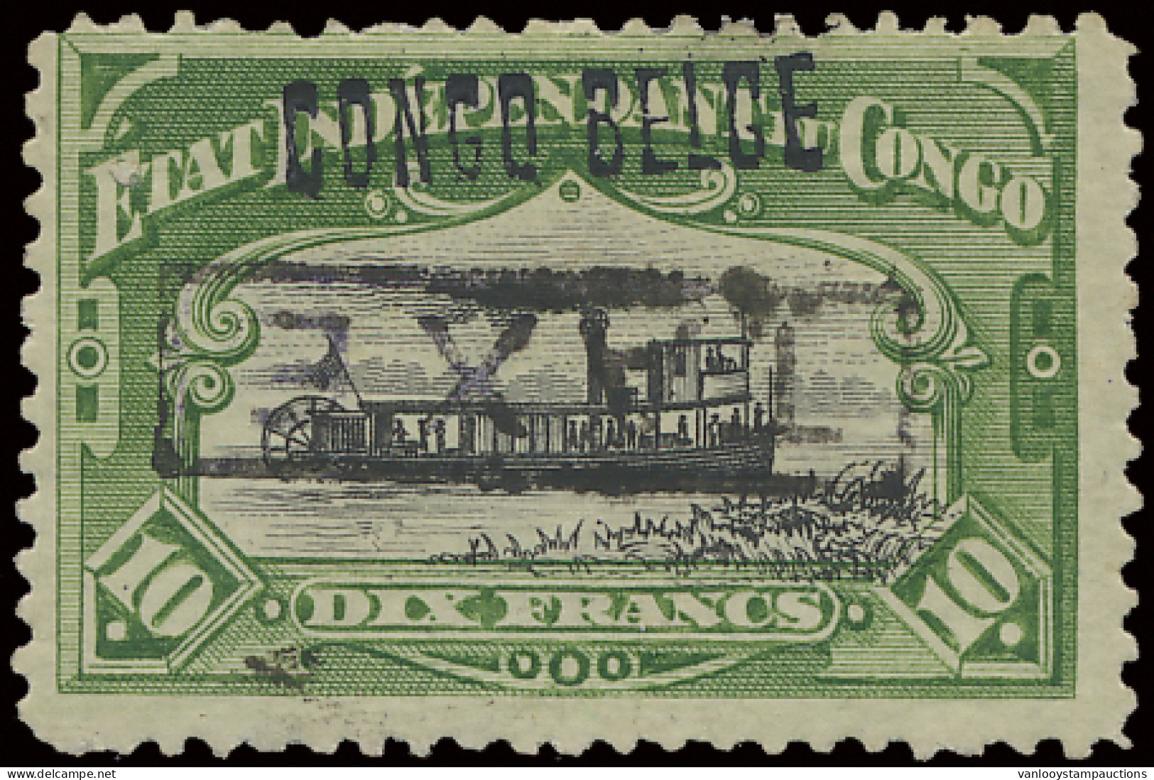 * TX 16 10Fr. Green With Local Overprint CONGO BELGE Type L1 And With Boxed TAXE (Du Four Type IV), Mint And Hinged, Wit - Other & Unclassified