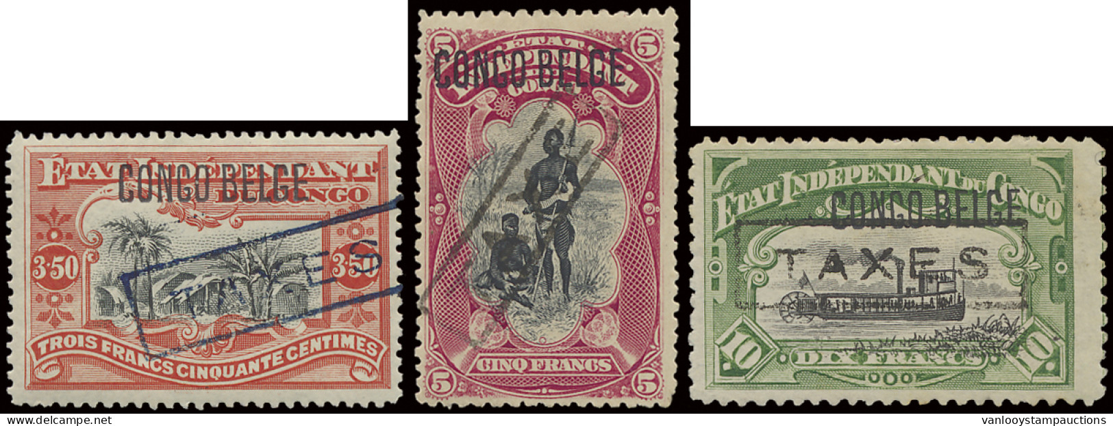 * TX 17/26 Mols Issue With Typo Overprint CONGO BELGE, Full Set With Various Types Of Boxed TAXES, Mint And Hinged, Vf/f - Sonstige & Ohne Zuordnung