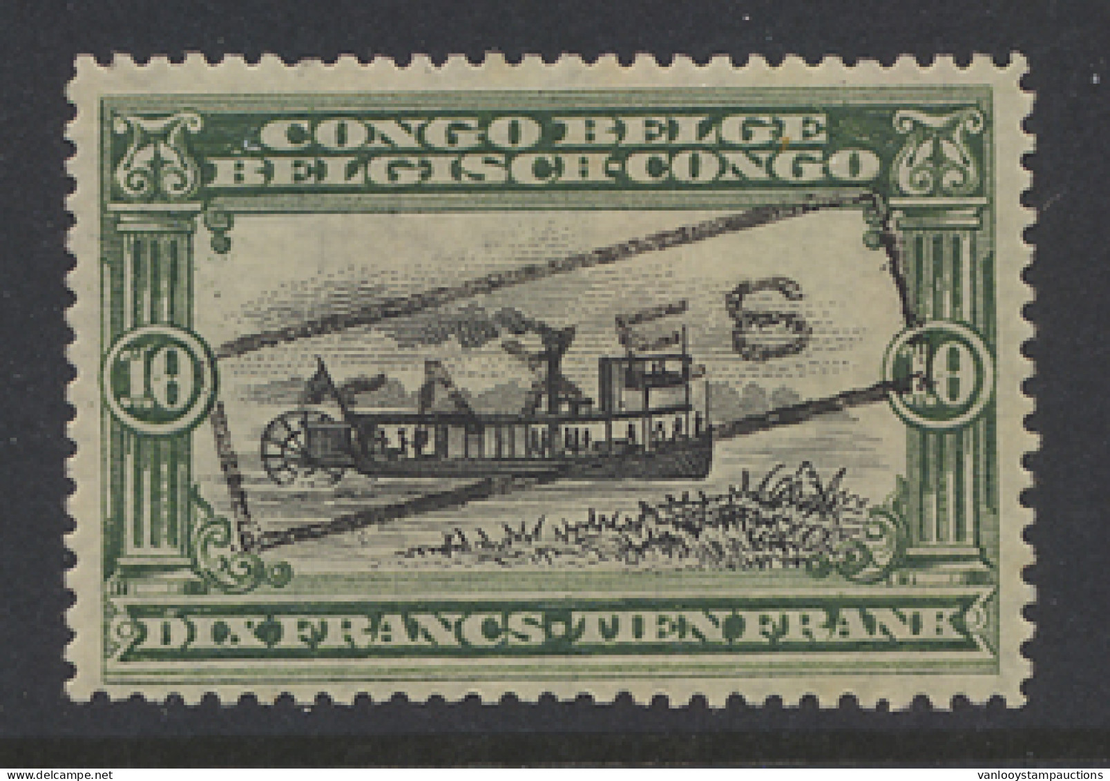 * TX 40-Cu 10Fr. Green - Mols Bilingual 1910 Issue With Watermark, With Boxed Overprint TAXES In Black, Hinged, Vf - Sonstige & Ohne Zuordnung