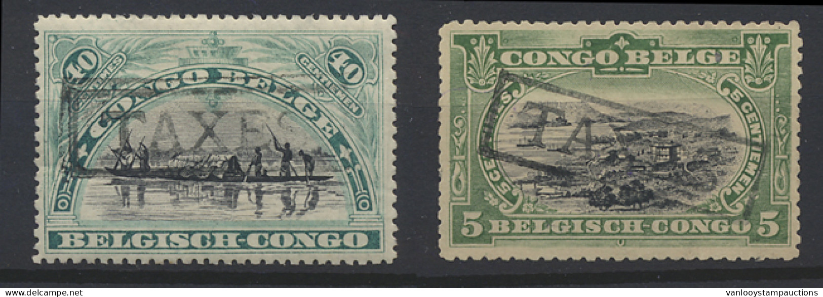 */(*) 1910 Two Stamps With Overprint TAXES (Du Four Type V), Vf/f - Other & Unclassified