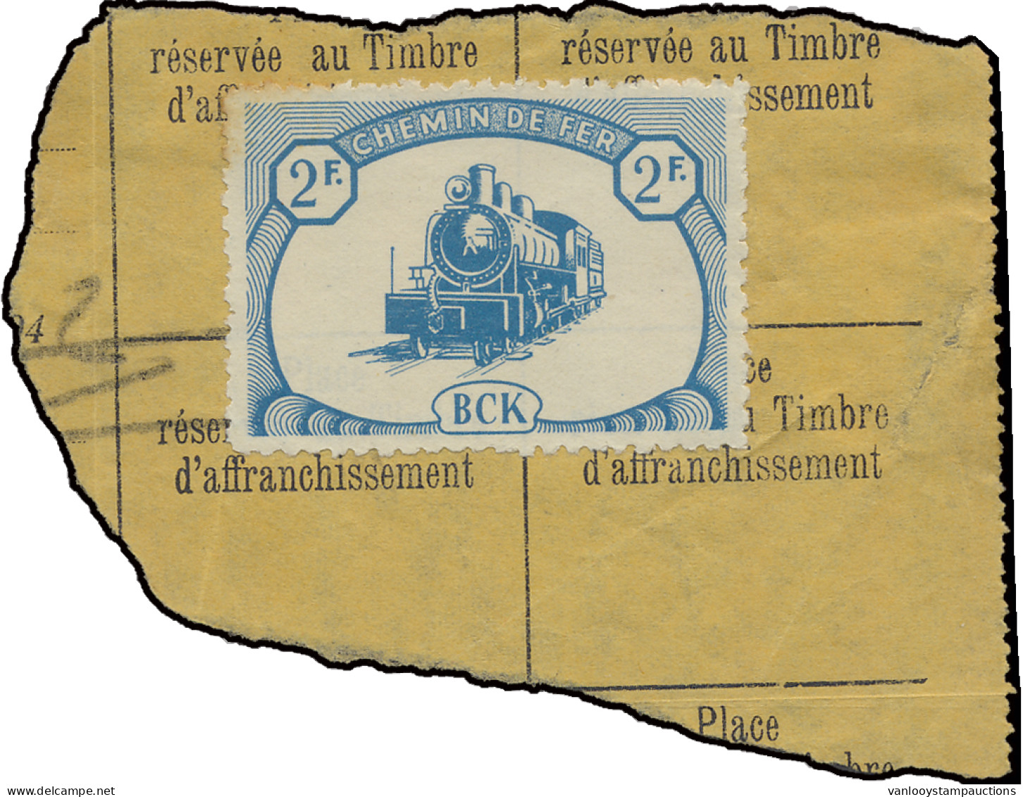 CP 19 2F. Blue Of The 1st Issue On Piece Of Parcel Form Lettre De Voiture, Often The Franking Were Not Cancelled, These  - Paquetes Postales