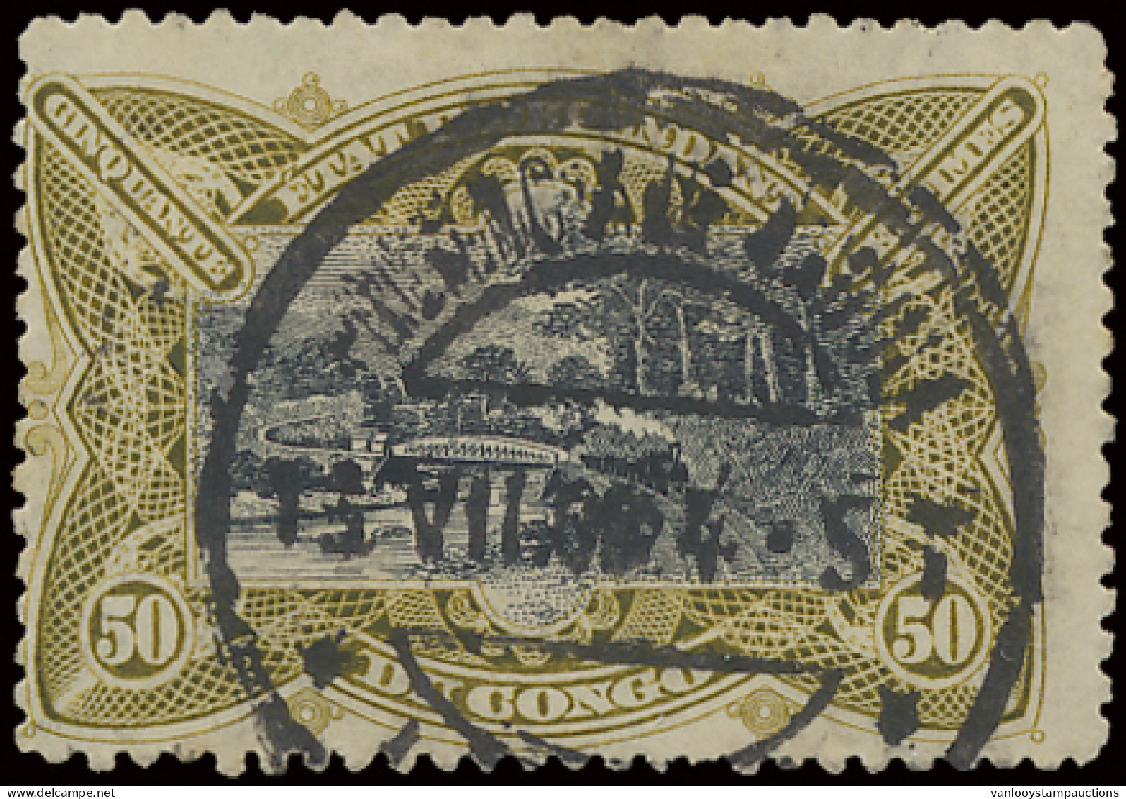 Foreign Postmarks, Angolan Cancel On OBP N° 25 50c. Olive - Congo Free State Mols Issue, In 1904, Vf - Other & Unclassified