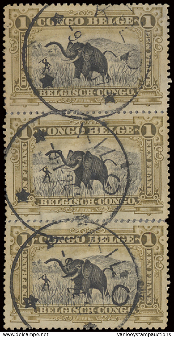 KILO (Keach Type 5E1-Dmyt), On OBP N° 70 1fr. Olive - Bilingual 1915 Mols Issue In Strip Of 3 And , Cancelled January 9t - Other & Unclassified