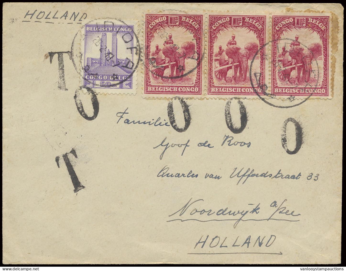 1949, Cover, Franked With OBP N° 176 (3x) And 217, All With 0 Mark (because Out Of Use Since September 1, 1942) And T Ma - Autres & Non Classés