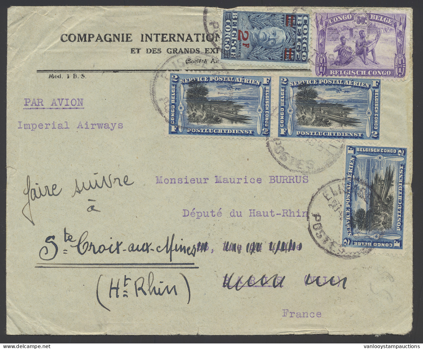 1935, Imperial Airways, Airmail Cover, Franked With OBP N° 165, 173 And PA3 (3x), Sent From Elisabethville April 20, 193 - Autres & Non Classés