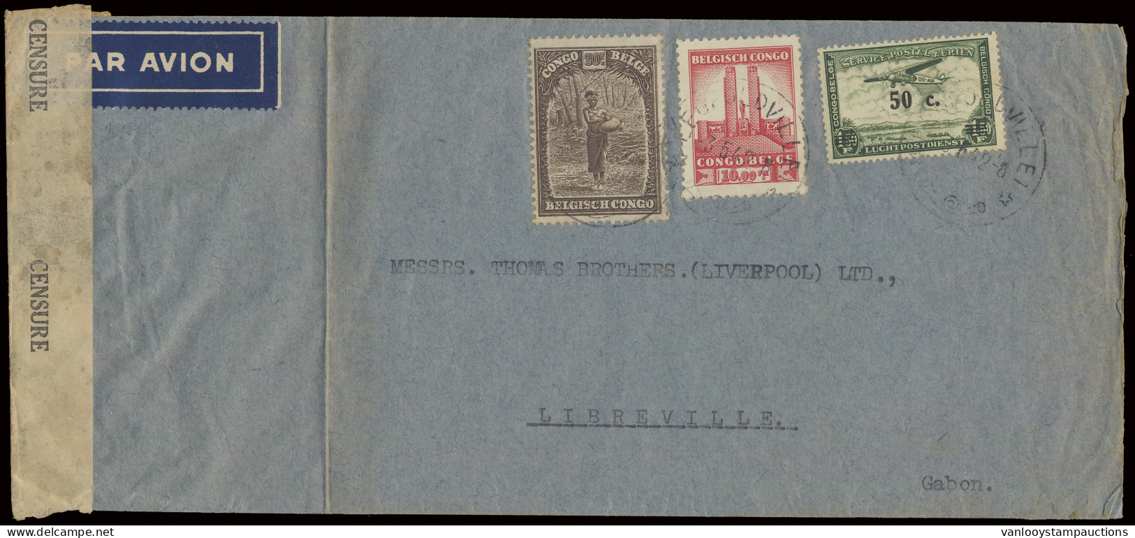 1942 Airmail Cover, Franked With OBP N° 183, 224 And PA16 (very Scarce On Cover), Sent From Leopoldville May 3, 1942 To  - Lettres & Documents