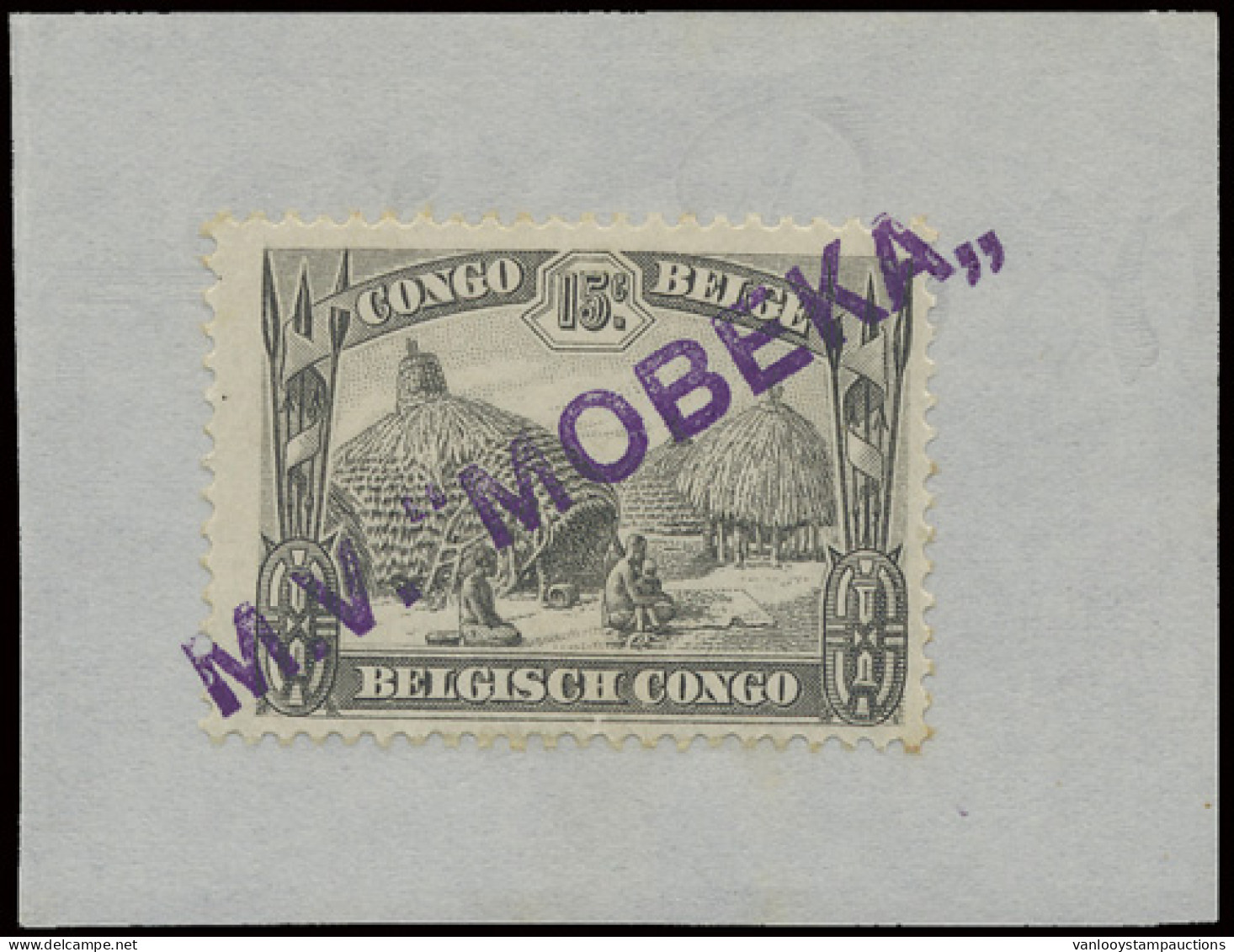 N° 169 15c. Grey - Native Issue On Piece Of Paper And Cancelled By Linear Mark Of Boat MV Mobeka In Purple, Scarce, Vf - Sonstige & Ohne Zuordnung