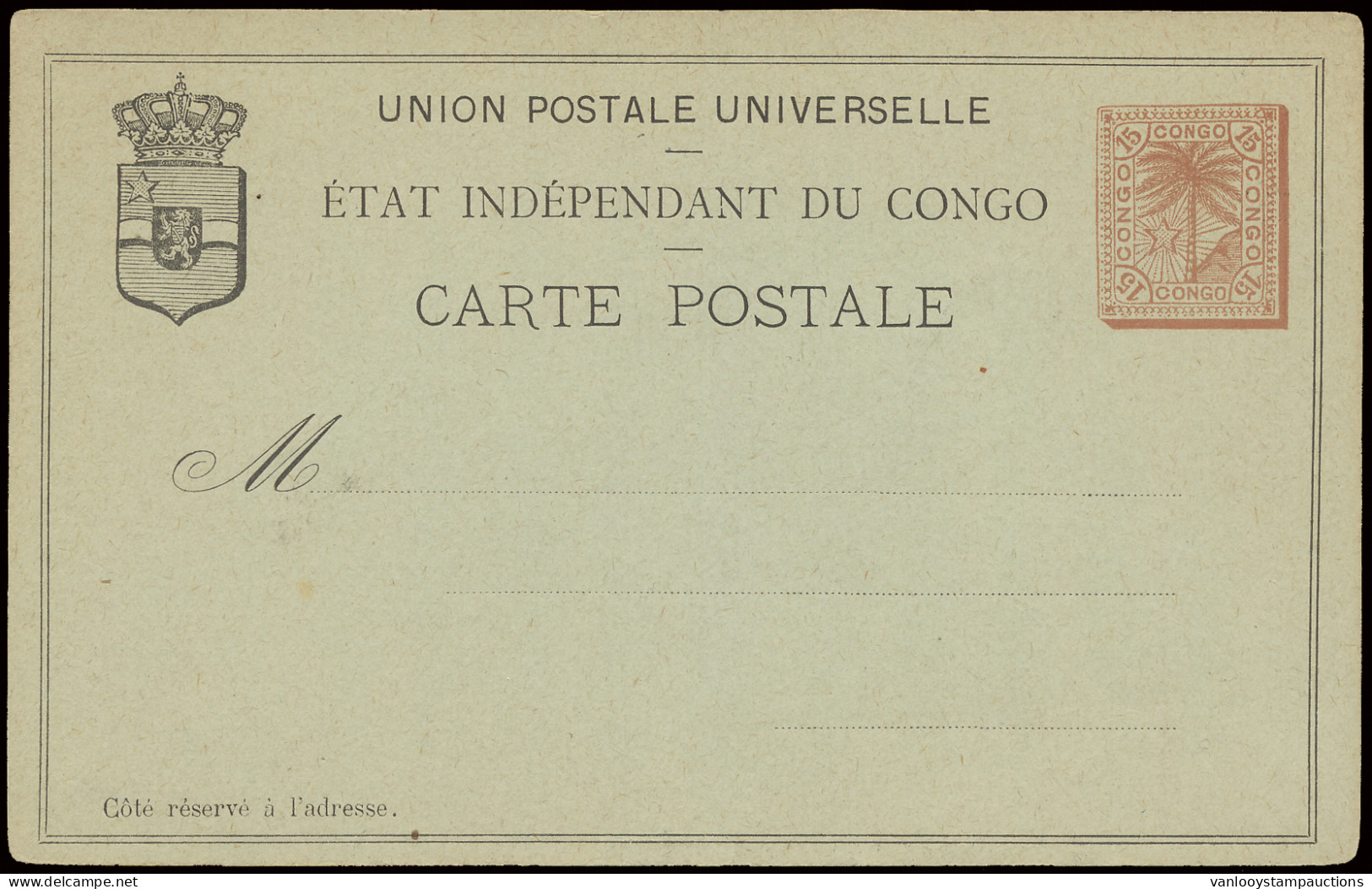 Postal Stationery Catalogue Stibbe N° 3E3 (PROOF) 15c. Without Watermark And On Green Grey Card, Scarce, Vf - Entiers Postaux