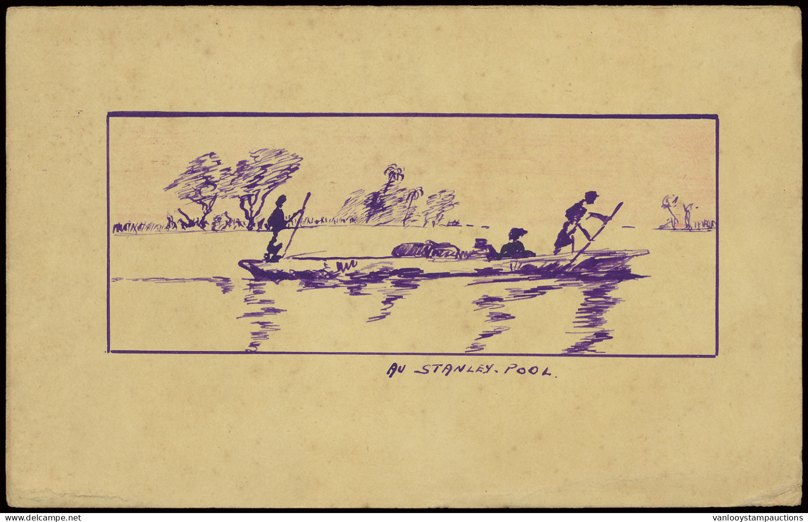 Postal Stationery Catalogue Stibbe N° 49 Request, Mint, With Hand Drawing Of A View Of A Canoe On Reverse Side Au Stanle - Stamped Stationery