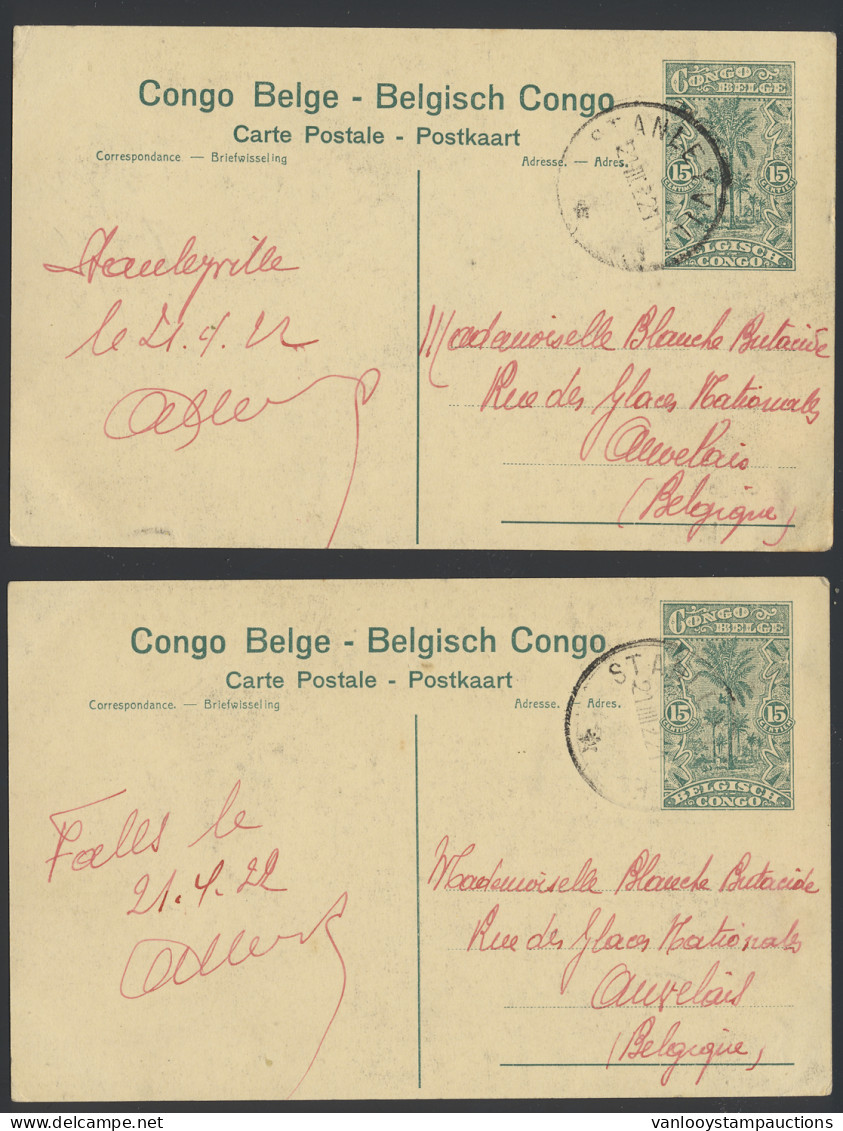 1922/1924 Accumulation Of 16 Postal Stationery Items, Catalogue Stibbe N° 61 15c. Green-blue - Palms With Various Views, - Stamped Stationery