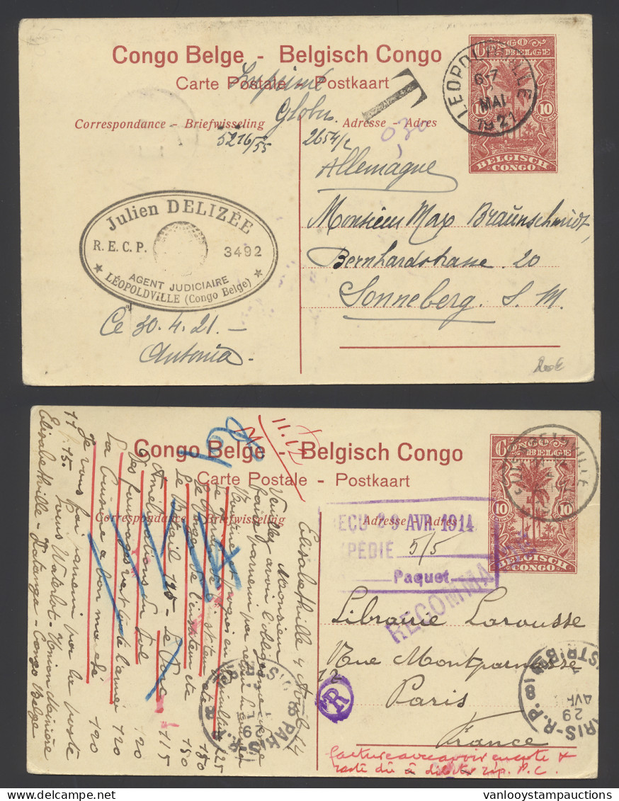 1913/1923 Accumulation Of 41 Postal Stationery Items Catalogue Stibbe N° 43 10c. Carmine - Palms With Various Views, All - Stamped Stationery