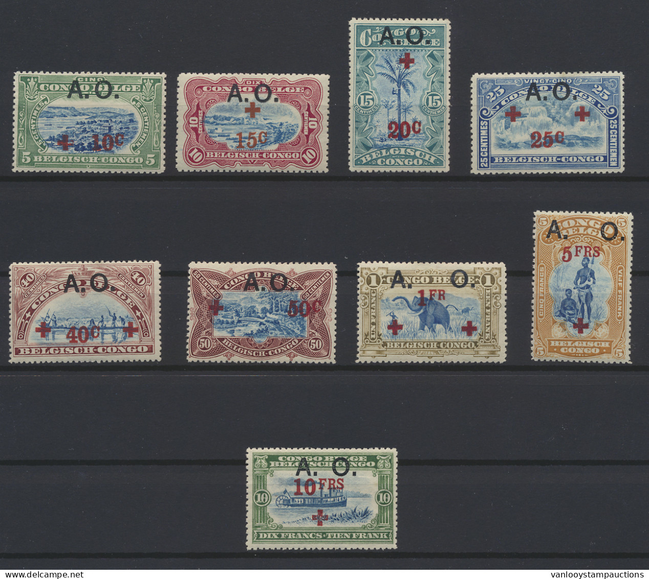 * N° 36/44 Red Cross - Mols Issue With Overprint A.O. Full Set, Mint And Hinged, Vf (OBP €150) - Autres & Non Classés