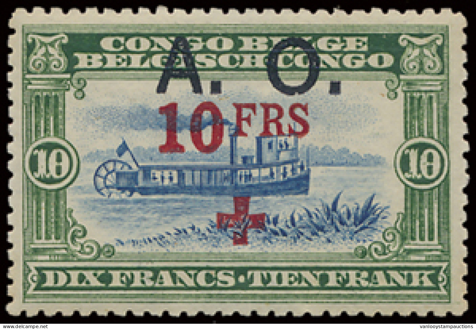 ** N° 44 10fr. + 10fr. - Mols Red Cross Issue With A.O. Overprint, MNH, Vf (OBP €335) - Other & Unclassified