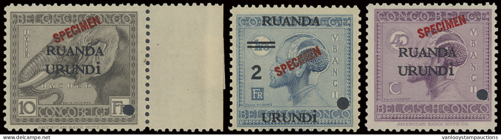 **/*/(*) Lot Of 98 Stamps, Vloors Issue With SPECIMEN Overprint In Red, Punched, Some Blocks, Mixed Quality, Some Other  - Other & Unclassified