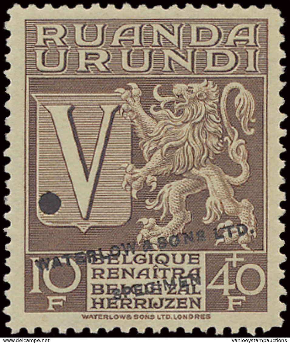 * Type 148 10Fr. + 40Fr. Publicity Proof In Brown With Overprint WATERLOW & SONS LTD. SPECIMEN, Punched Hole, Hinged, Sc - Autres & Non Classés