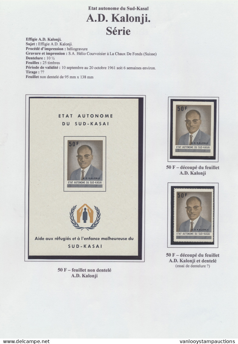 **/0 N° 25/29 A.D. Kalonji Issue, Small Collection On Computer Pages Including Full Set In Sheets Of 25 Stamps, Full Set - Sur Kasai