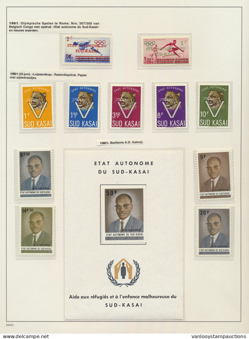 ** 1961 Collection Almost Complete, Full Sets MNH, Also Some Curiosity Such As N° 14-Cu, 16/17-Dr, Vf (OBP €338,5) - Sud-Kasaï