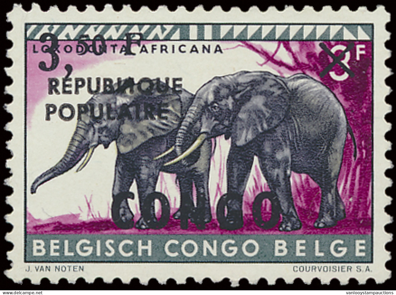 ** N° 7-Cu 3,50Fr. On 3Fr. Animals With Overprint CONGO Of 1960 With Small (instead Of Big) Overprint République Populai - Autres & Non Classés