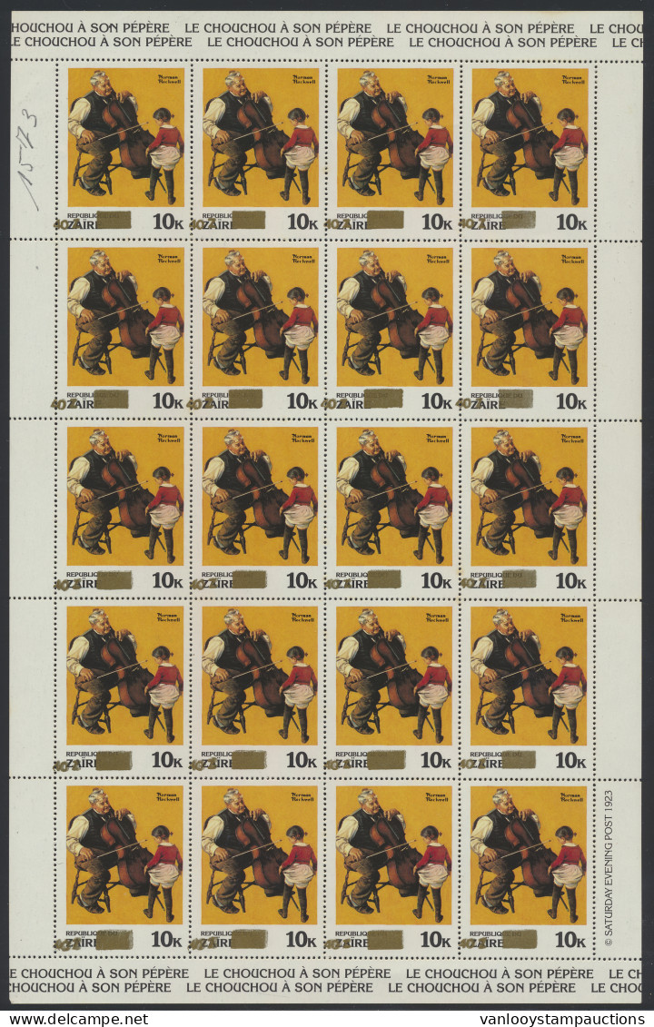 ** N° 1374-Cu Rockwell 40z. Op 10k. In Full Sheet Of 20k. With Displaced Overprint, Vf - Autres & Non Classés