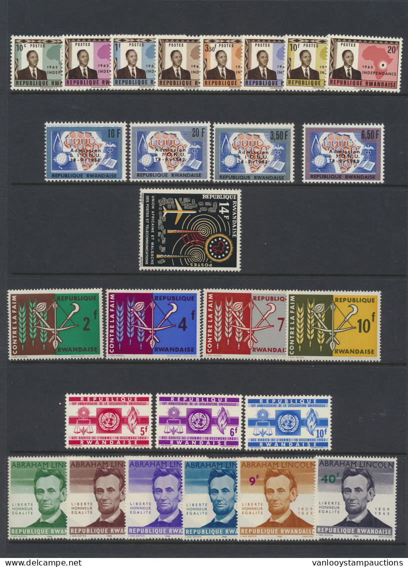 ** 1962/1991 Rwanda Collection On Prinz Black Pages In Rings Binder, Full Sets And Mini Sheets, Various Thematic, MNH, V - Autres & Non Classés