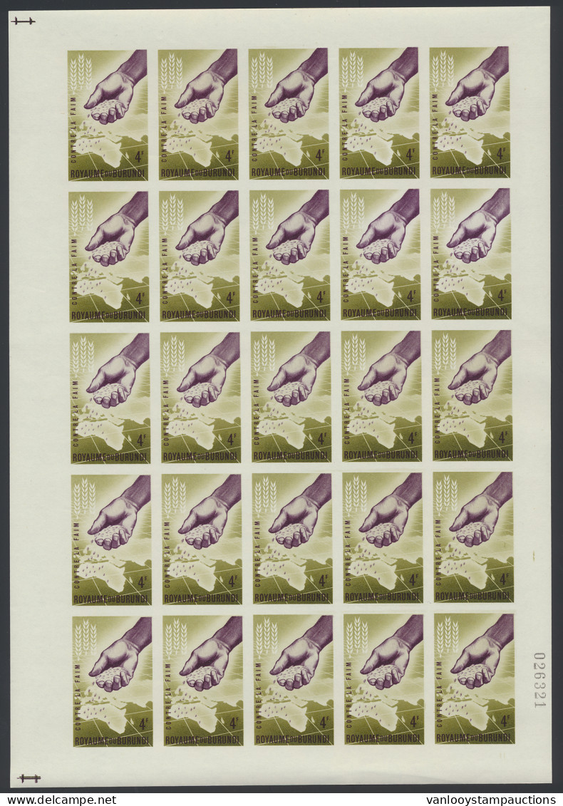 N° 49/51 Fight Against Hunger, Full Set In Full Sheets Of 25 Stamps, Unperforated, MNH, Vf - Sonstige & Ohne Zuordnung