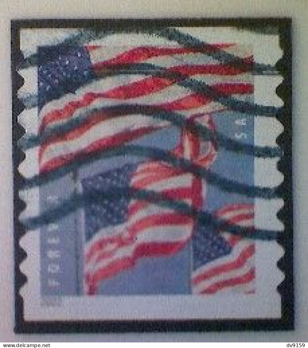 United States, Scott #5657, Used(o), 2022, Three Flags Definitive, (58¢), Red, White, And Dark And Light Blue - Used Stamps