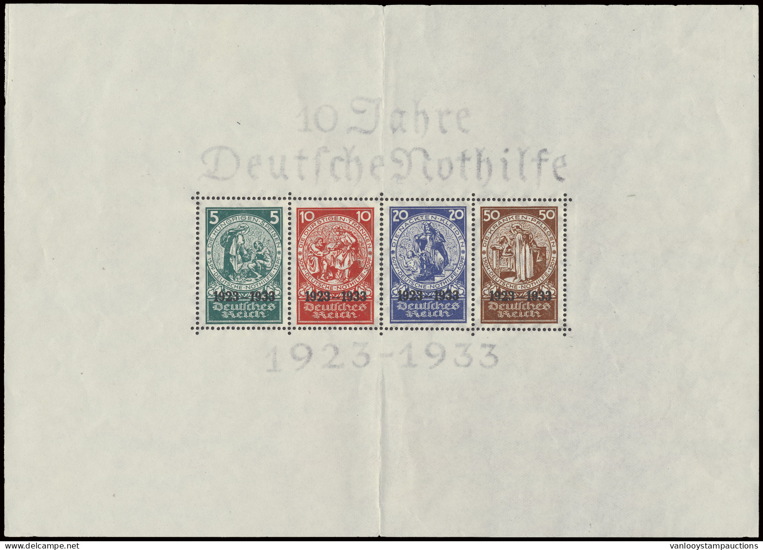 ** BL 2 (Mi.) 1933 - 10 Jaar Noodhulp, Verticale Plooi En Kleine Onvolkomenheden In Bladboord, Ntz (Mi. €6.000/Zegelwaar - Blocks & Sheetlets